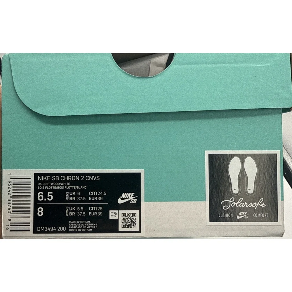 Nike Chron‎ 2 Canvas SB Driftwood DM3494-200 Size 8 Women 6.5 Men Solarsoft Sole